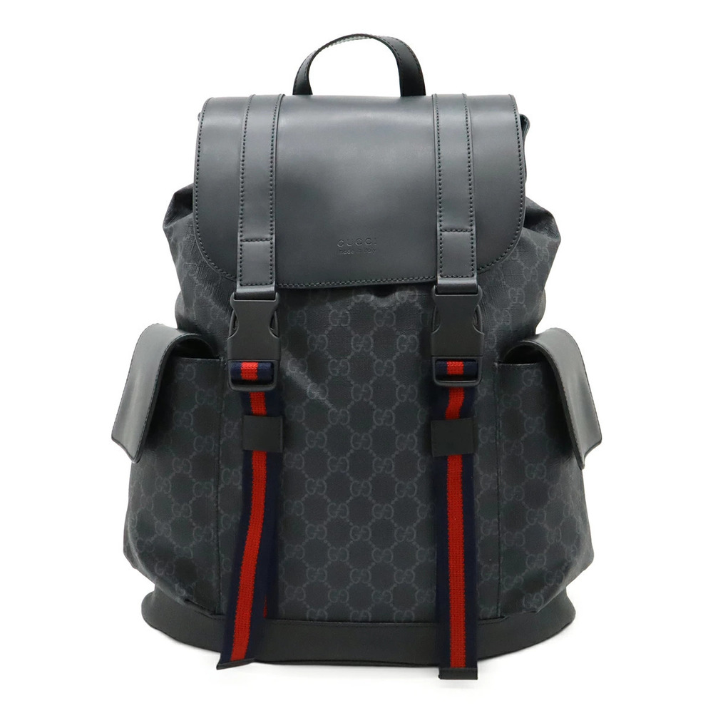 Gucci Soft GG Supreme Sherry Backpack Leather Black Gray